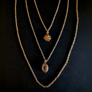 3 STRAND 28in GOLD PLATED NECKLACE